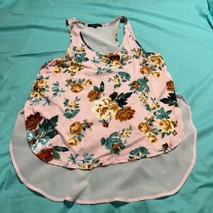 Ambiance Pink Floral Top Sleeveless Size Small Fairy